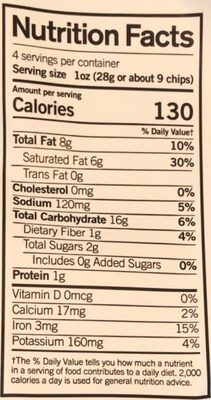 Cassava & Cashew nutrition facts table