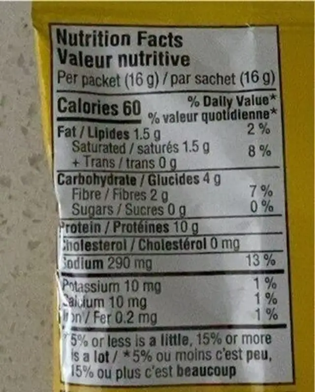 Bone Broth nutrition facts table