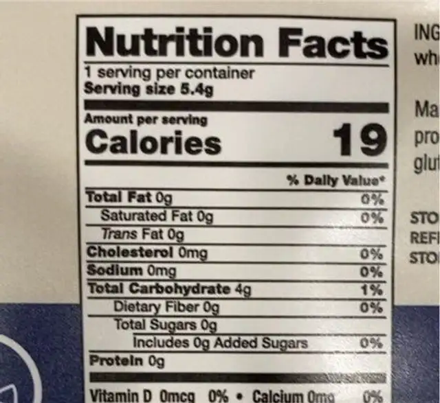San francisco sourdough style starter culture nutrition facts table