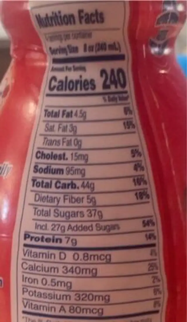 Yogurt smoothie nutrition facts table