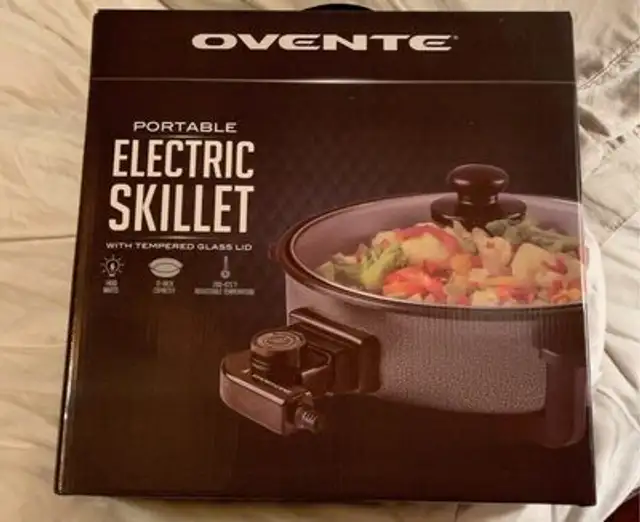 Portable Electric Skillet w/tempered glass lid