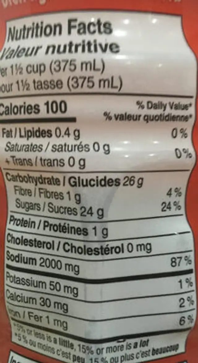 Pani Puri Tamarind & Mint Drink nutrition facts table