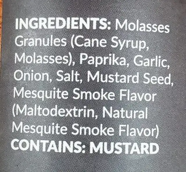 BBQ Guys Pork Rub ingredients label