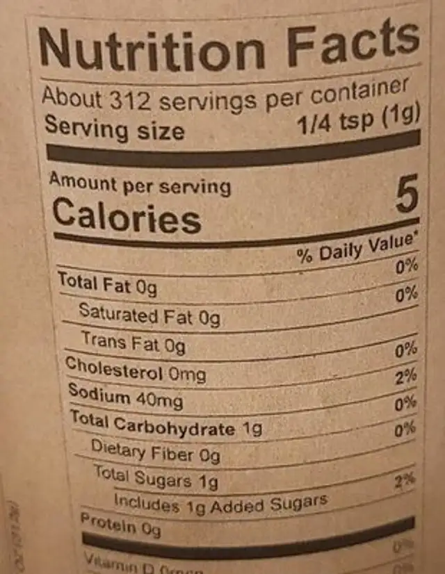 Habanero Honeybee nutrition facts table