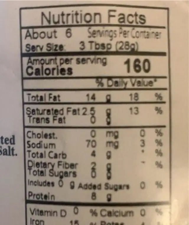 Roasted Salted in shell Pumpkin seeds nutrition facts table