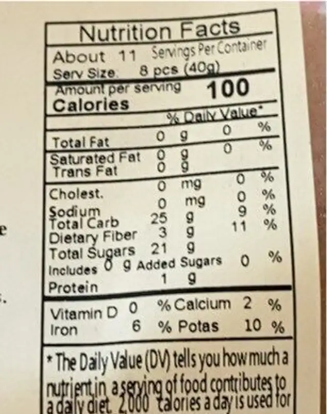 Turkish Apricots nutrition facts table