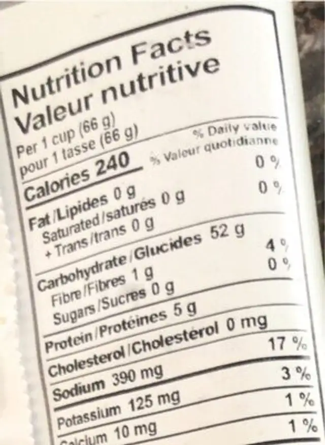Italian one-pot Risotto with Porcini mushrooms nutrition facts table