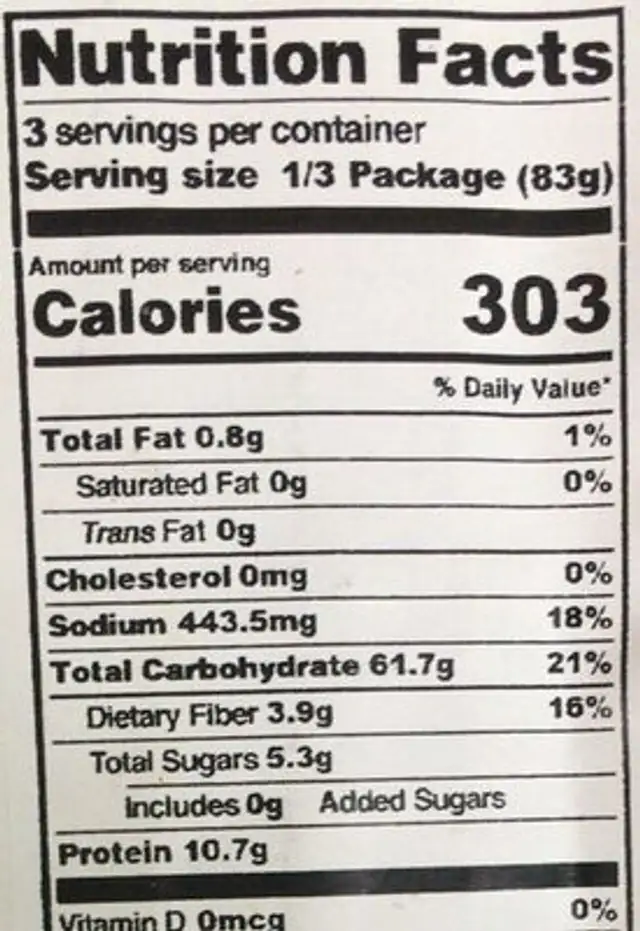 Spaghetti di mezzanotte nutrition facts table