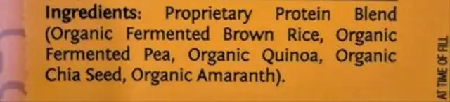 Unknown ingredients label