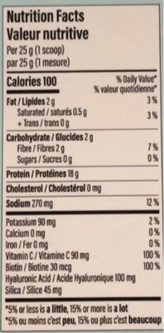 Collagen Building Protein Peptides nutrition facts table