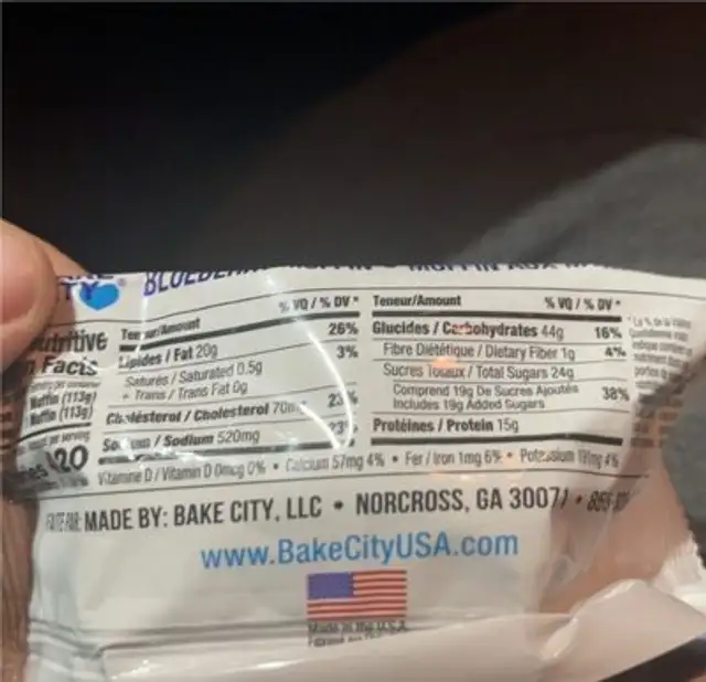 Muffing Protein Blueberry imp nutrition facts table