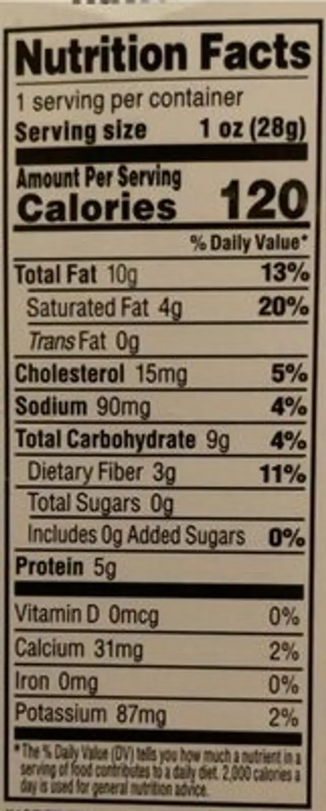 Keto cookie nutrition facts table