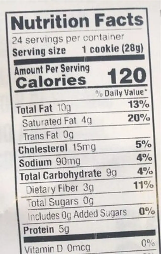 Cookie+keto hawaiian nutrition facts table