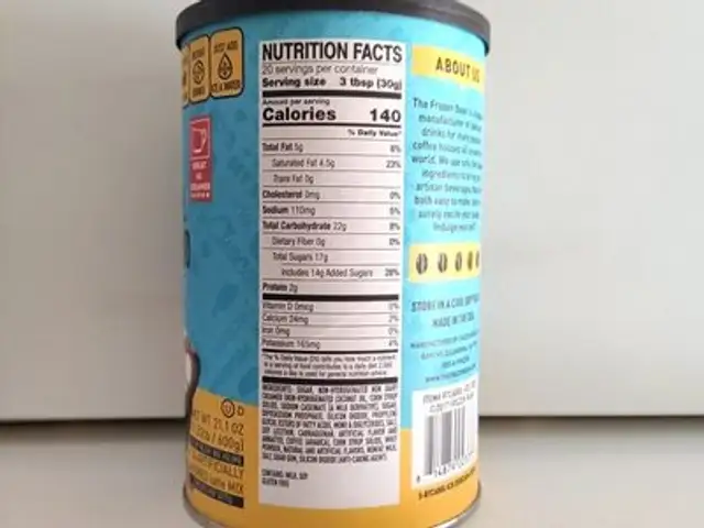 Caramel macchiato latte mix nutrition facts table