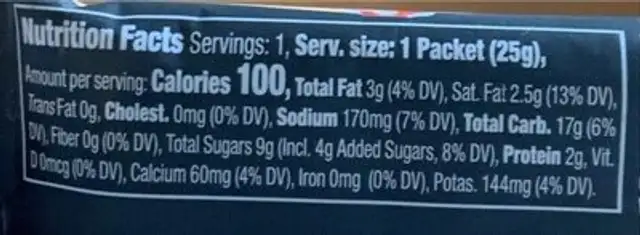 Latte & Frappe Mix Sea salt Caramel nutrition facts table