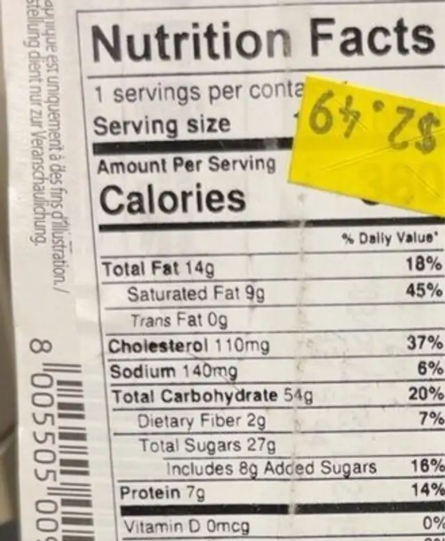 Panettone Classico nutrition facts table