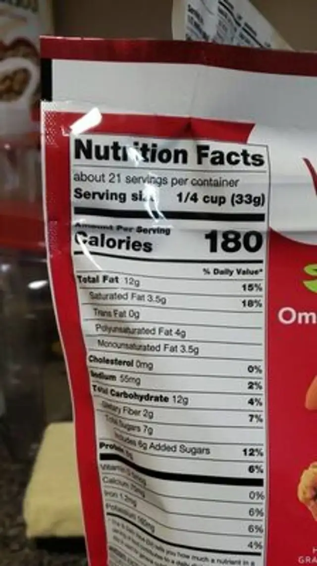 Omega Powerhouse trail mix nutrition facts table