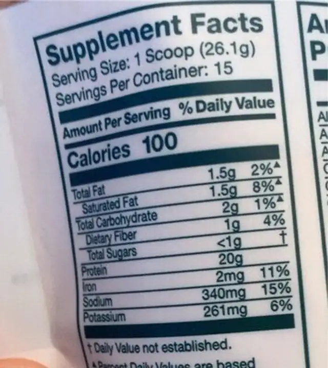 Organic Bone Broth Protein Powder nutrition facts table