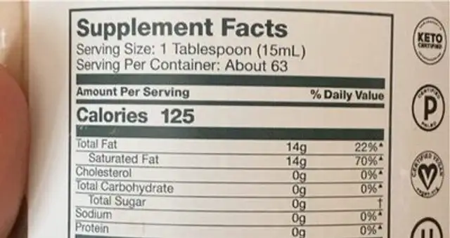 Pure c8 mct oil nutrition facts table