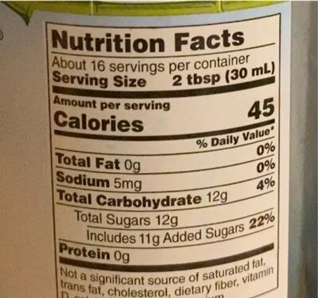 Blue raspberry nutrition facts table