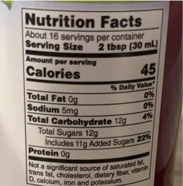Hawaiian shaved ice syrup nutrition facts table