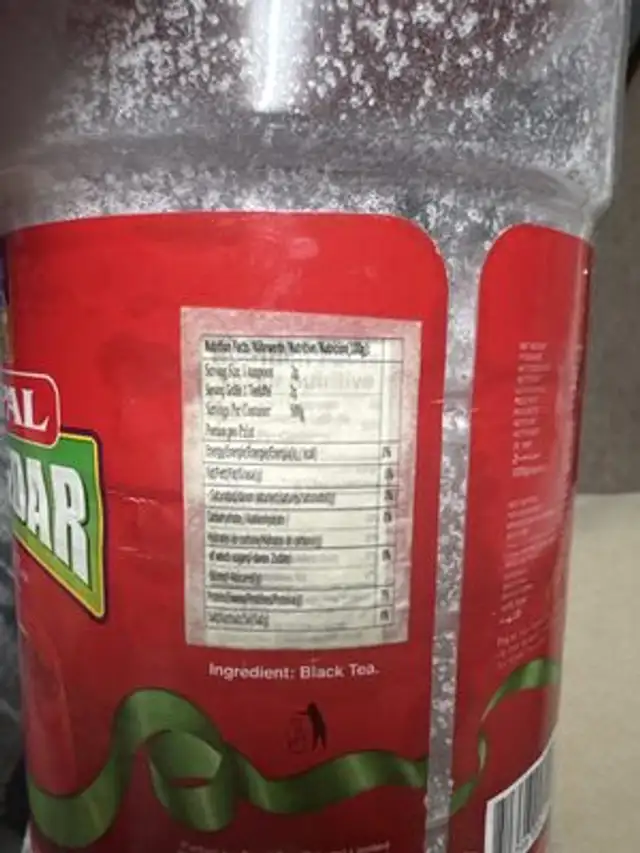 Tapal Danedar Black Tea(jar) 1000 GM ingredients label