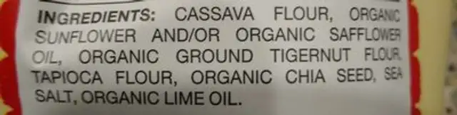 Sea Salt & Lime ingredients label