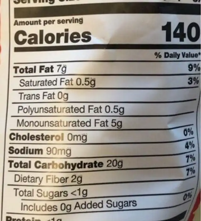 Sea Salt & Lime nutrition facts table