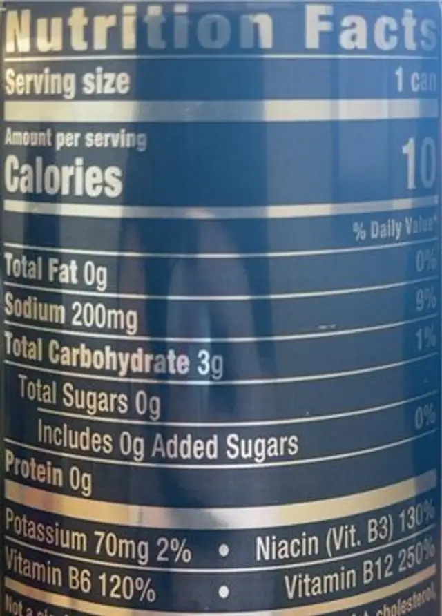 Melon mania energy drink nutrition facts table