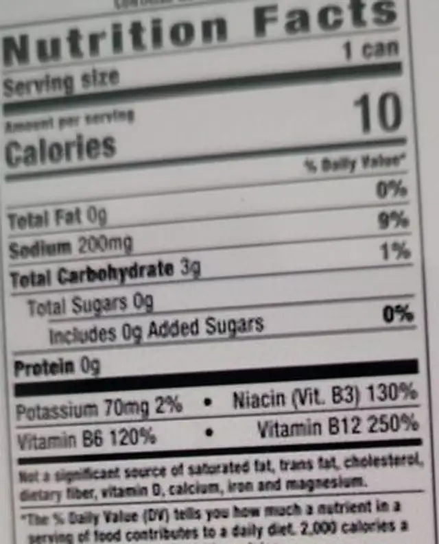 Total body fuel nutrition facts table