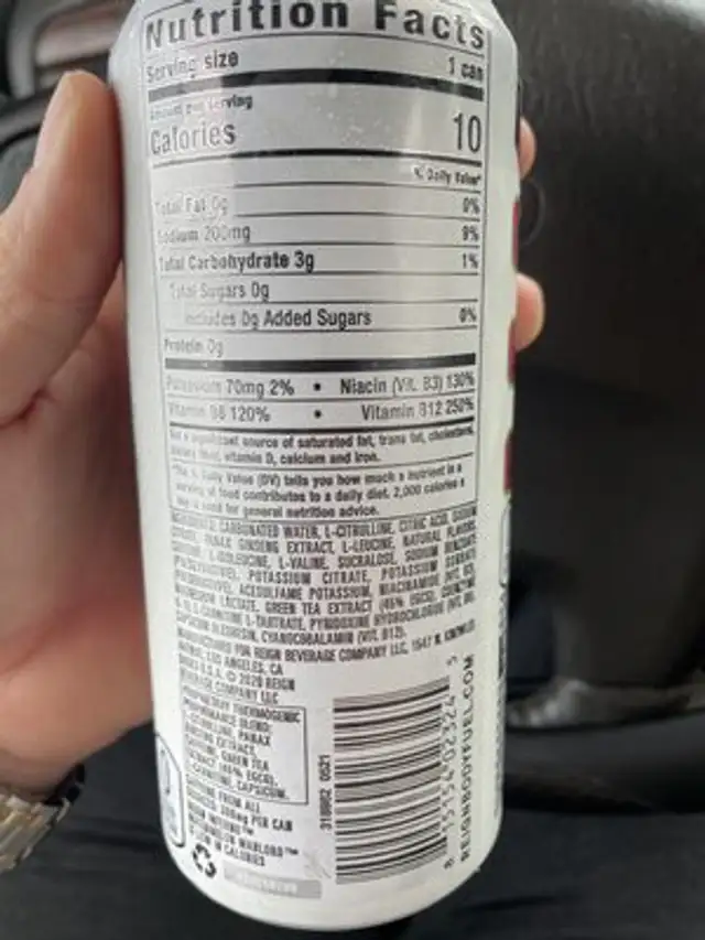 Reign ingredients label