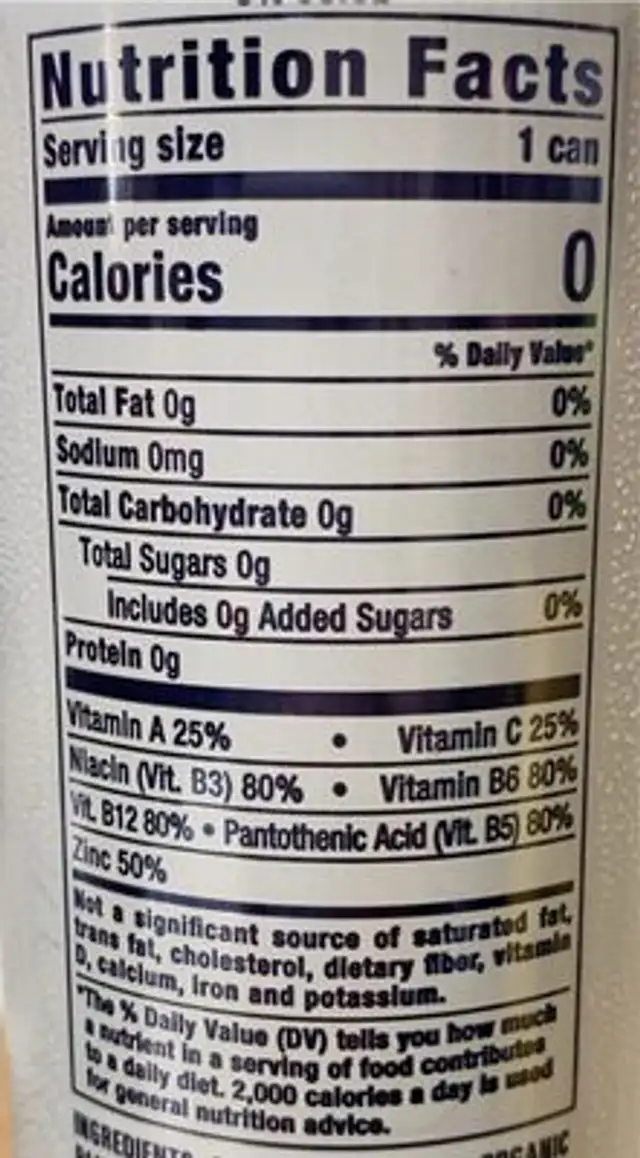 Cucumber Lime nutrition facts table