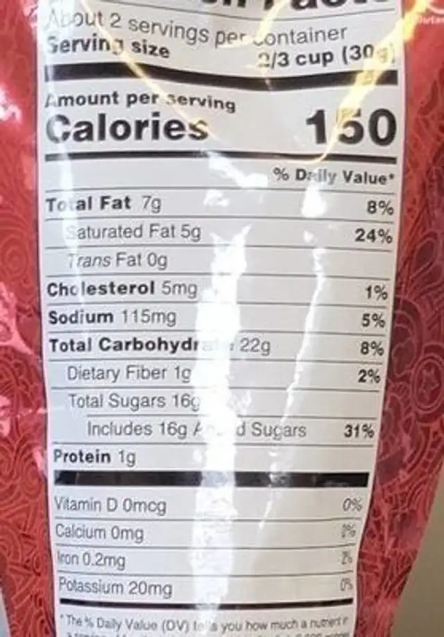 Caramel corn popcorn nutrition facts table