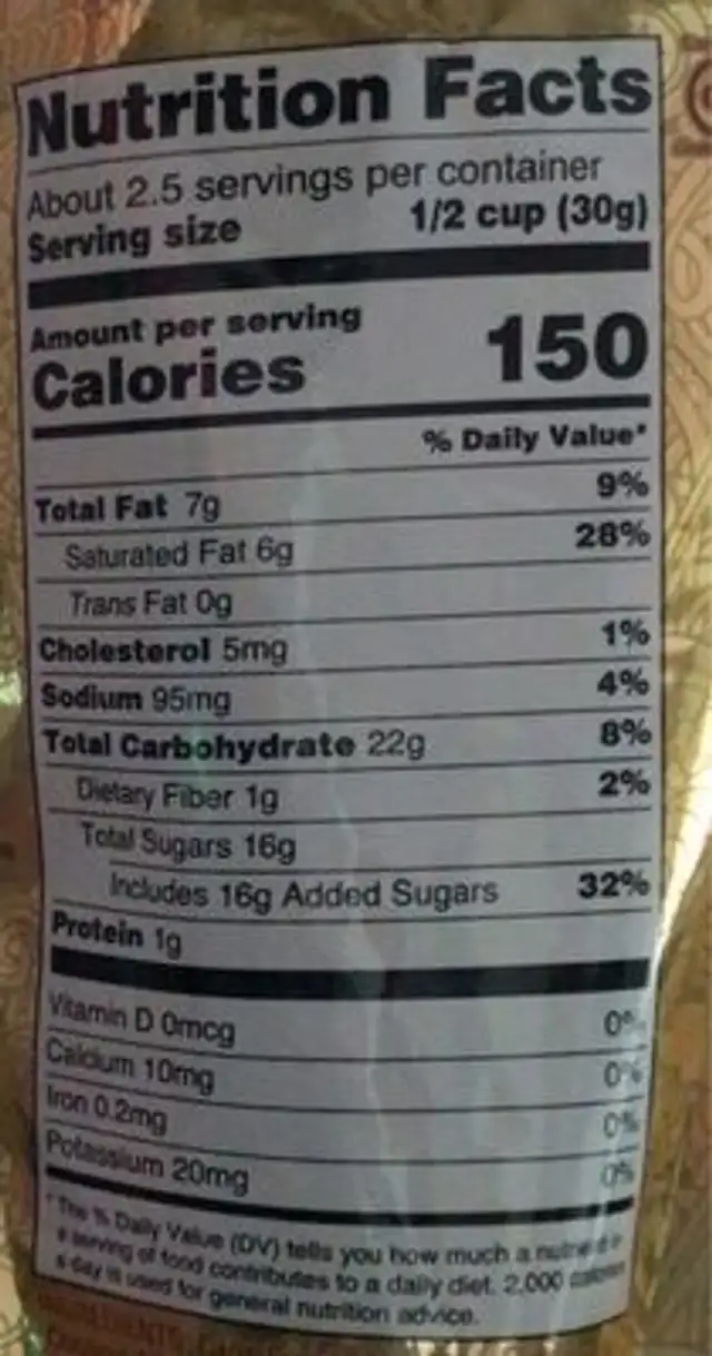 Limited Edition Zebra Popcorn nutrition facts table