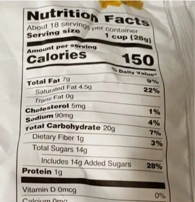 Honey butter popcorn nutrition facts table