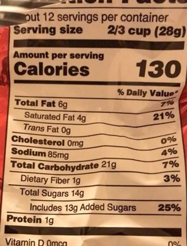 Popcornopolis nutrition facts table