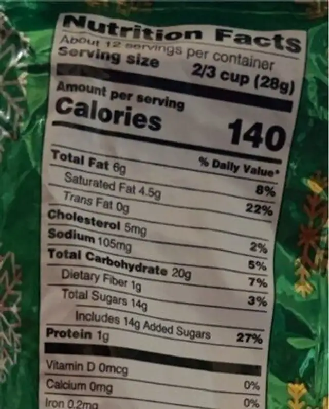 Cinnamon toast popcorn nutrition facts table