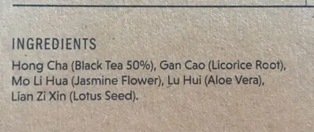Skin magic tea ingredients label