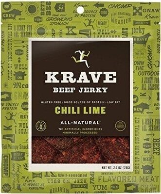 Krave beef jerky front packaging