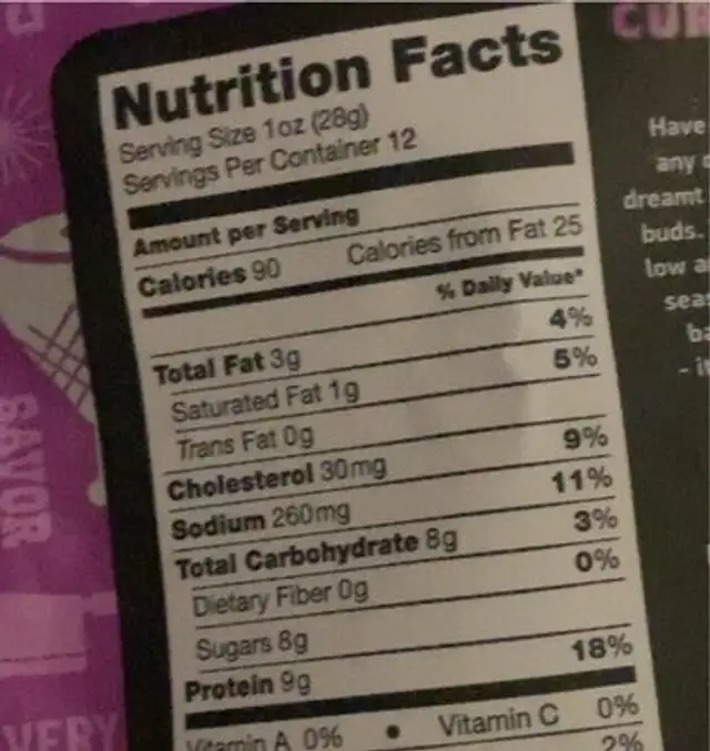 black cherry seasoned nutrition facts table