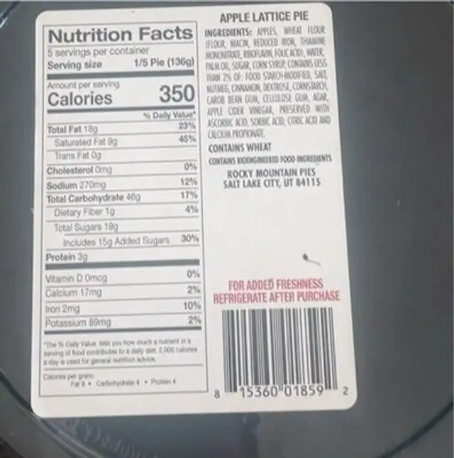 Apple lattice nutrition facts table