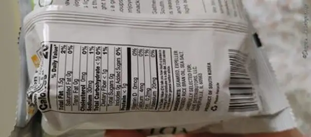 Cada sea weed ingredients label