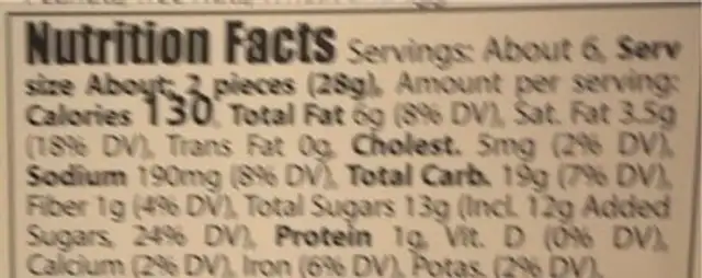 Milk Chocolate Sea Salt Caramels nutrition facts table