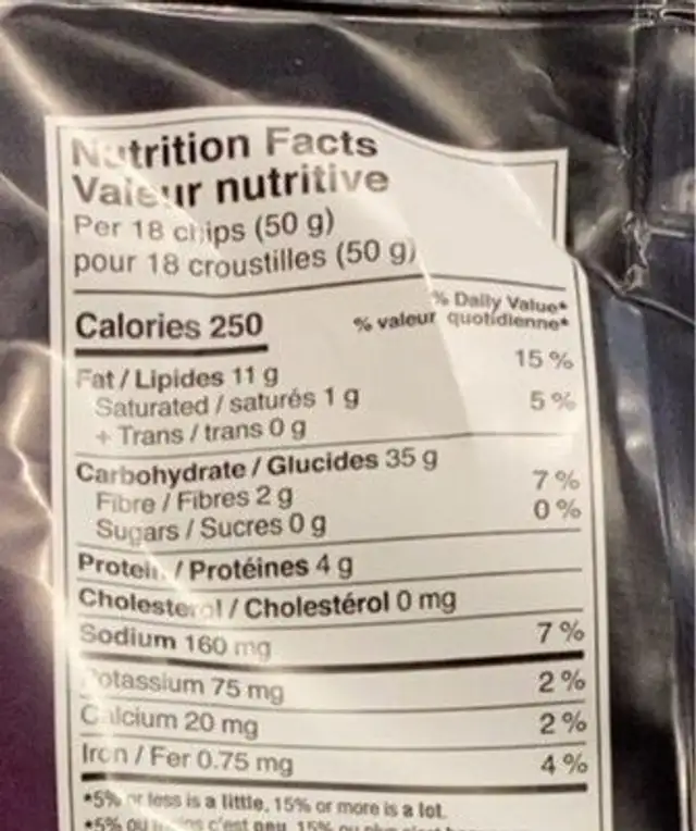 Riceworks nutrition facts table