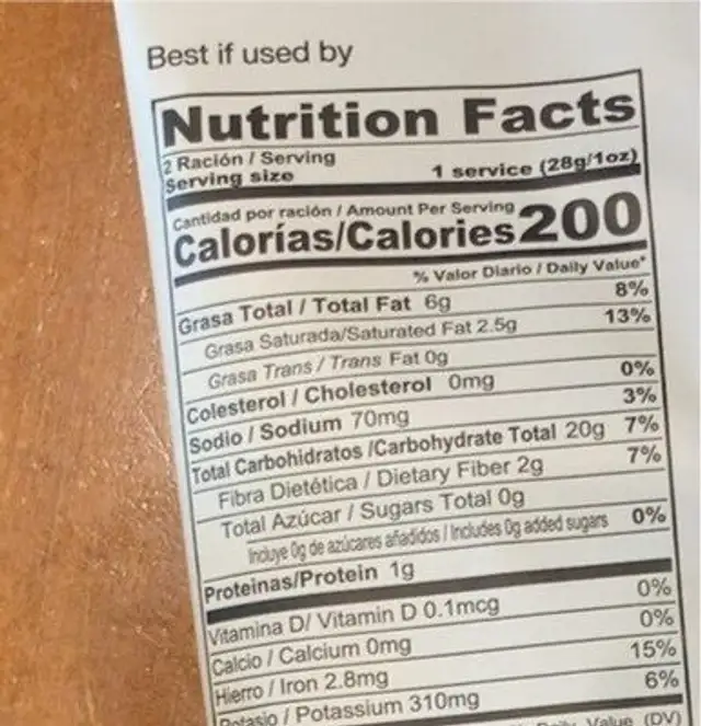 tostones chips nutrition facts table