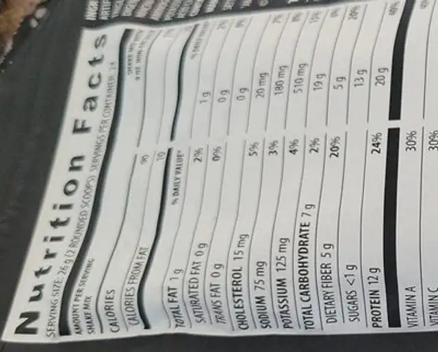 Nutritional Shake Mix - Sweet Cream nutrition facts table