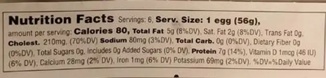 Extra large organic eggs nutrition facts table