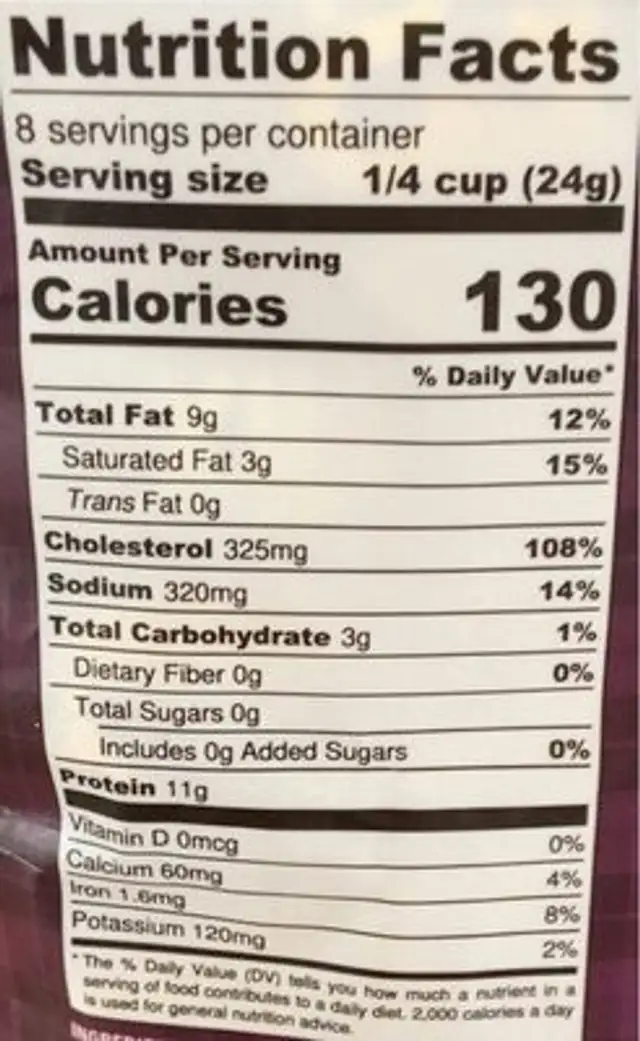 French Toast Mix nutrition facts table