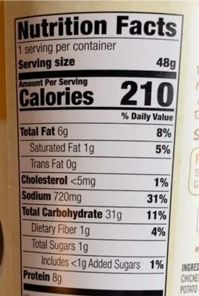 Chicken Ramen Soup nutrition facts table
