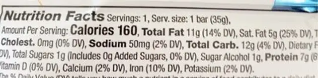 Bulletproof nutrition facts table